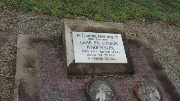 Charles Gordon ANDERSON  | d: 17 Mar 1974, aged 74  | Theodore Cemetery  |   | 