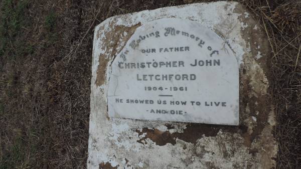 Christopher John LETCHFORD  | b: 1904  | d: 1961  | Theodore Pioneer / Old Theodore Cemetery  | 