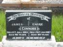 James CONNORS, died 15 July 1993 aged 96 years; Engre CONNORS, died 26 Jan 1987 aged 89 years; Tiaro cemetery, Fraser Coast Region 