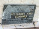 Margaret Mary CONNORS, died 29 March 1974 aged 77 years; Tiaro cemetery, Fraser Coast Region 