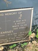 Thomas Daniel (Dan) KEARNEY, husband father, 29-3-1924 - 3-12-2005 aged 81 years; Mavis Olive KEARNEY (nee STELL), wife mother, 22-6-1924 - 26-5-2006 aged 81 years; Tiaro cemetery, Fraser Coast Region 