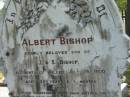 
Albert BISHOP,
son of J. & S. BISHOP,
accidentally killed 19 July 1900 aged 35 years 5 months;
John,
husband of Sarah BISHOP,
accidentally killed 17 May 1091 aged 67 years;
Sarah,
wife mother,
died 18 Feb 1905 aged 70 years;
Tiaro cemetery, Fraser Coast Region
