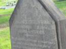 Nathan, husband of Elizabeth FRAIL, died 26 Sept 1902 aged 77 years; Elizabeth, wife, died 30 May 1918 aged 81 years; Charlotte E. FRAIL, died 5 May 1880 aged 4 weeks; Tiaro cemetery, Fraser Coast Region 
