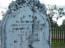 John Edward THOMPSON, died 15 Feb 1885 aged 27 years, erected by John THOMPSON; Tiaro cemetery, Fraser Coast Region 