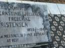 Poul CHRISTENSEN, 1847 - 1926; Ernestine Juliane Frederike CHRISTENSEN, 1859 - 1944; Victor, killed in action Messines 31-7-1917 aged 22 years; Tiaro cemetery, Fraser Coast Region 