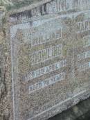 
William DOWLING,
died 13 April 1944 aged 78 years;
Mary Louisa DOWLING,
died 15 Aug 1942 aged 74 years;
Tiaro cemetery, Fraser Coast Region
