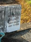 Annie Hodgson WILLIMOTT, died 11 Dec 1951 aged 72 years; Tiaro cemetery, Fraser Coast Region 
