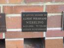 
Albert Ferdinand WESSING,
died 4-12-2001 aged 75 years;
Tiaro cemetery, Fraser Coast Region
