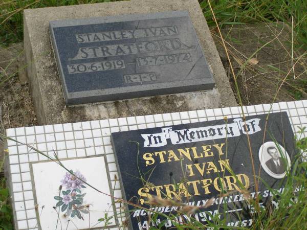 Stanley Ivan STRATFORD,  | 30-6-1919 - 13-7-1974,  | accidentally killed 14 July 1974 aged 55 years;  | Tiaro cemetery, Fraser Coast Region  |   |   | 