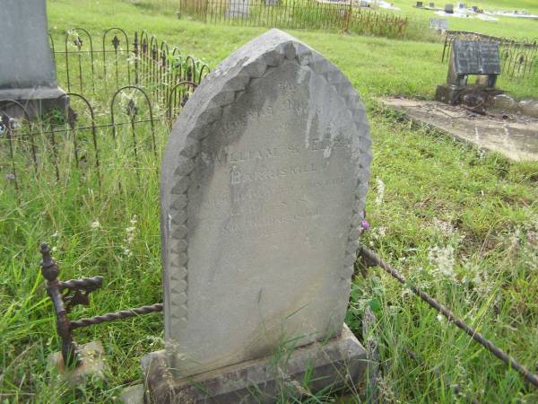 William BARRISKILL,  | died April 1898;  | Eliza BARRISKILL,  | died Nov 1899;  | Tiaro cemetery, Fraser Coast Region  | 