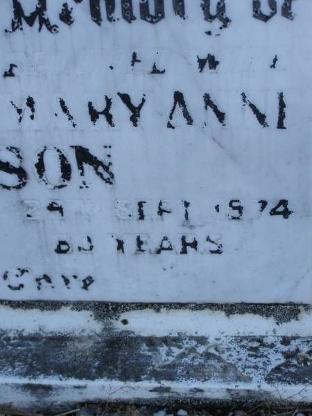 Theo JAMIESON,  | husband,  | died 28 Jan 1958 aged 67 years;  | Maryann JAMIESON,  | wife  | died 29 Sept 1974 aged 80 years;  | Tiaro cemetery, Fraser Coast Region  | 