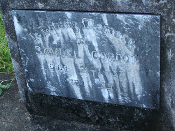 Samuel GORDON,  | died 21-1-32 aged 35 years;  | Tiaro cemetery, Fraser Coast Region  | 