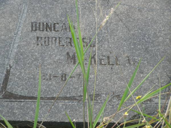 Duncan Robertson MCKELLAR,  | died 19-8-7?;  | Tiaro cemetery, Fraser Coast Region  | 