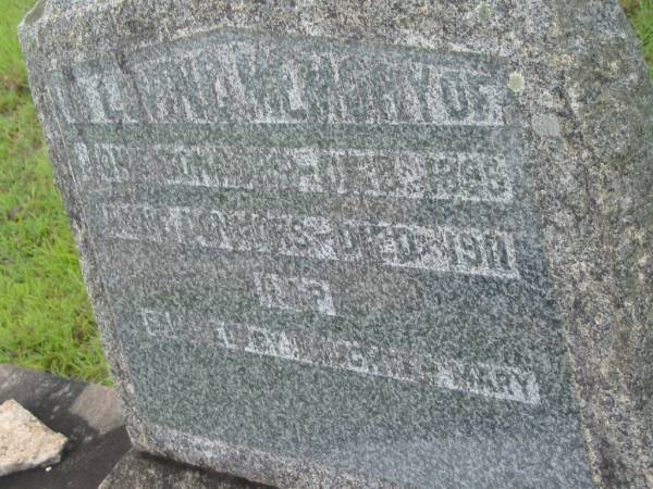John CONNORS,  | died 1896;  | Anne CONNORS,  | died 1911;  | erected by daughter Mary;  | Tiaro cemetery, Fraser Coast Region  | 
