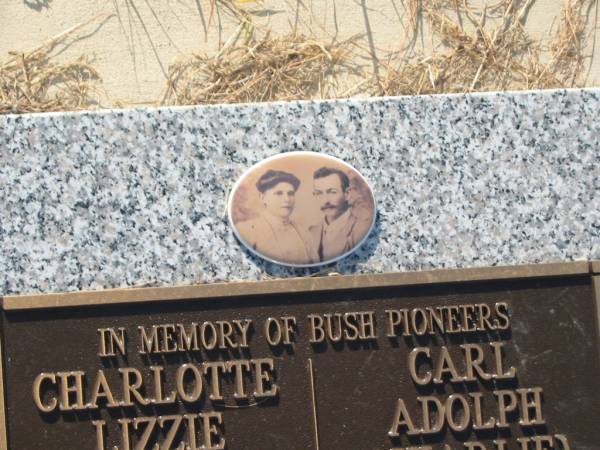 Charlotte Lizzie NEISLER (nee BROWN),  | 21-8-1887 - 16-12-1946;  | Carl Adolph (Charlie) NEISLER,  | 30-3-1883 - 8-11-1962;  | Tiaro cemetery, Fraser Coast Region  | 