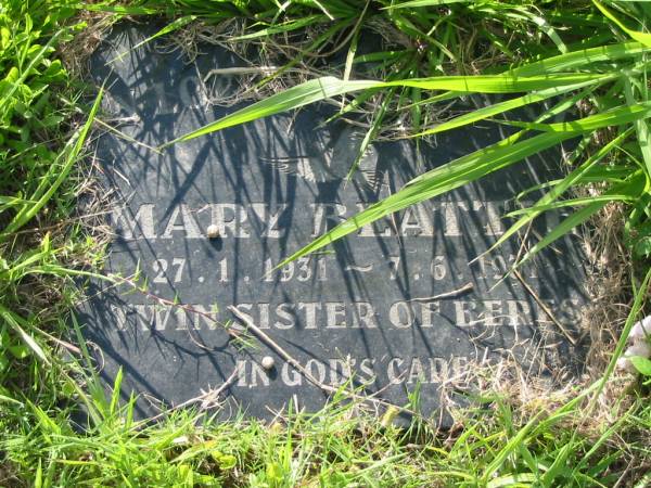 Mary BEATTIE,  | 27-1-1931 - 7-6-1931,  | twin sister of Beres;  | Tiaro cemetery, Fraser Coast Region  | 