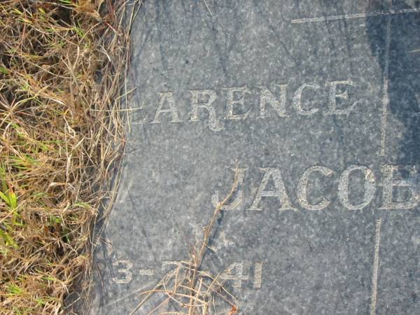 Clarence JACOBSEN,  | died 3-7-41 aged 3 years;  | Tiaro cemetery, Fraser Coast Region  | 