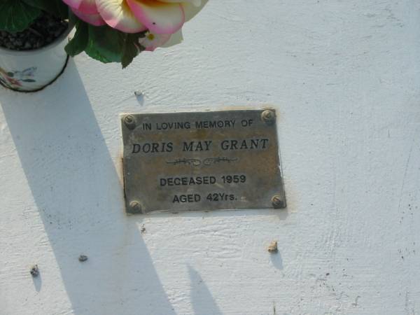 Doris May GRANT,  | died 1959 aged 42 years;  | Tiaro cemetery, Fraser Coast Region  | 