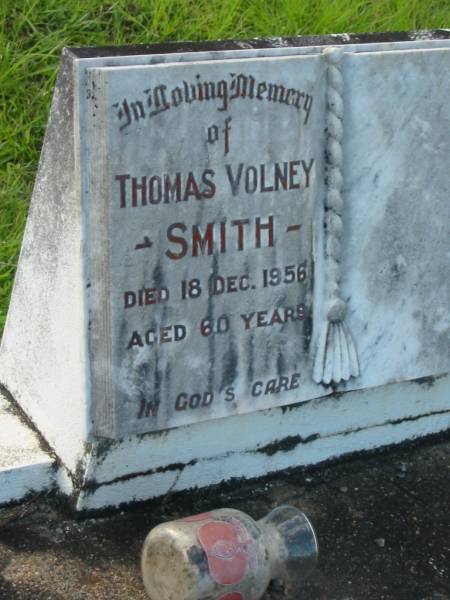 Thomas Volney SMITH,  | died 18 Dec 1956 aged 60 years;  | Tiaro cemetery, Fraser Coast Region  | 