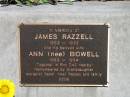 
James RAZZELL 1863-1932, 
wife Ann (nee BIDWELL) 1863-1934

Copyright: Jan Phillips
Tingalpa Christ Church (Anglican) cemetery, Brisbane

