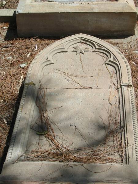 Hermann GODE died 18 Dec 1877 aged 49 years,  | wife Mary Ann GODE died 10 Oct 1917 aged 94 years,  | son W.H. GODE died 8 May 1935 aged 75 years,  | Mary Ann KROSCH died 20 Apr 1898 aged 96 years,  | Tingalpa Christ Church (Anglican) cemetery, Brisbane  |   | 