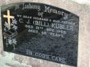 
C J (Bill) KUBLER
15 Nov 1966 aged 46
Toogoolawah Cemetery, Esk shire
