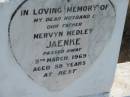 
Mervyn Medley JAENKE
5 Mar 1969 aged 58
Toogoolawah Cemetery, Esk shire

