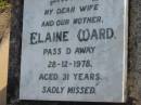 Elaine WARD 28 Dec 1978 aged 31 Toogoolawah Cemetery, Esk shire 