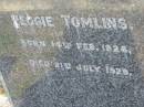 
Reggie TOMLINS
b: 14 Feb 1926, d: 21 Jul 1929
Toogoolawah Cemetery, Esk shire
