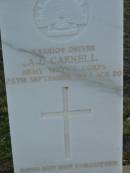 A C CARNELL 25 Sep 1942 age 20 Toogoolawah Cemetery, Esk shire 