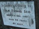 
Colin Thomas SEIB
7 Dec 1957 aged 58
Toogoolawah Cemetery, Esk shire
