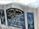 
John MADDICKS
15 Dec 1967 aged 80
Mary Jane MADDICKS
23 Apr 1975 aged 77
Toogoolawah Cemetery, Esk shire
