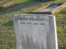 
Marion, wife of John T. FRANCIS,
died 18 June 1921 aged 24 years;
Marion Charlotte,
died 29 Jan 1918;
Toogoolawah Cemetery, Esk shire
