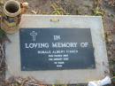 
Ronald Albert FISHER,
died 21 Jan 2002 aged 78 years;
Toogoolawah Cemetery, Esk shire
