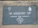 Bernard John HARDWICK 17 Jun 1991 aged 73 Toogoolawah Cemetery, Esk shire 