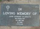 
John Leonard GALBRAITH
6 Jun 1988 aged 62
Toogoolawah Cemetery, Esk shire
