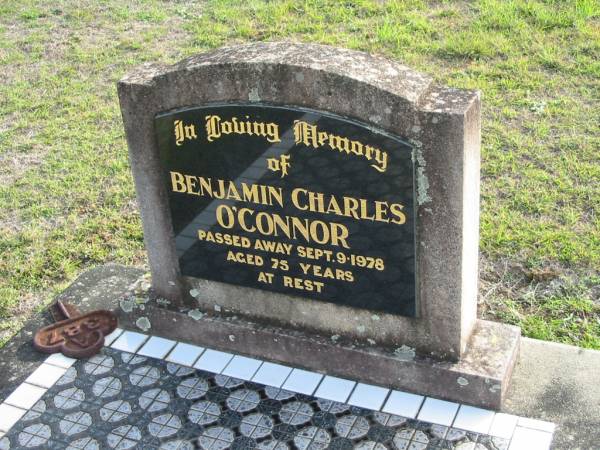 Benjamin Charles O'CONNOR  | 9 Sep 1978 aged 75  | Toogoolawah Cemetery, Esk shire  | 
