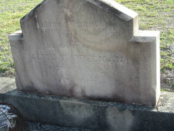 Alice E FREEMAN  | 1870 - 1942  | Toogoolawah Cemetery, Esk shire  | 