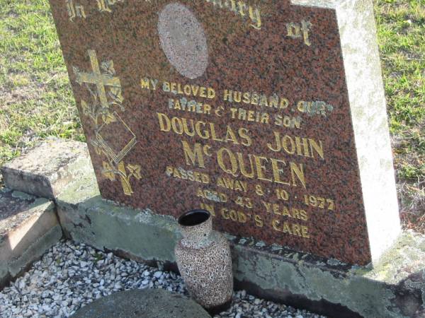 Douglas John McQUEEN  | 8 Oct 1977 aged 43  | Toogoolawah Cemetery, Esk shire  | 