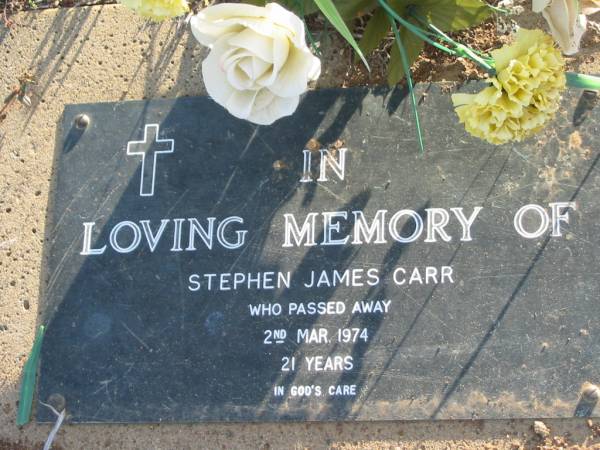 Stephen James CARR  | 2 Mar 1974 aged 21  | Toogoolawah Cemetery, Esk shire  | 