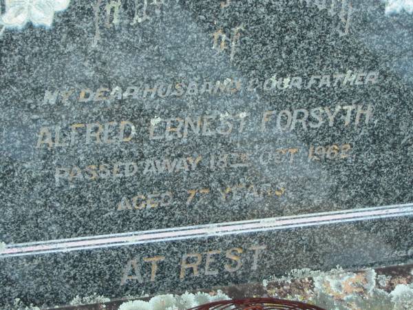 Alfred Ernest FORSYTH  | 18 Oct 1962 aged 77  | Toogoolawah Cemetery, Esk shire  | 