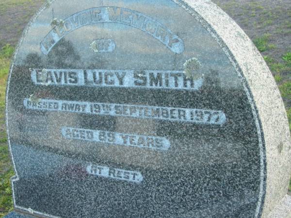 Eavis Lucy SMITH  | d: 19 Sep 1977 aged 89  | friend John Morrison BRIDGE  | 8 Apr 1954 aged 87  | erected E J HARDING and E L SMITH  | Esther Jane HARDING  | 30 Oct 1970 aged 80  | Toogoolawah Cemetery, Esk shiree  | 