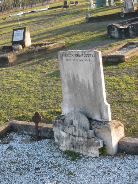 Marion, wife of John T. FRANCIS,  | died 18 June 1921 aged 24 years;  | Marion Charlotte,  | died 29 Jan 1918;  | Toogoolawah Cemetery, Esk shire  | 