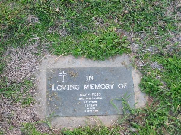 Mary FOGG  | 27 Jul 1996 aged 76  | Toogoolawah Cemetery, Esk shire  | 