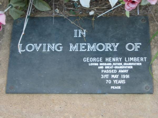 George Henry LIMBERT  | 31 May 1991 aged 70  | Toogoolawah Cemetery, Esk shire  | 