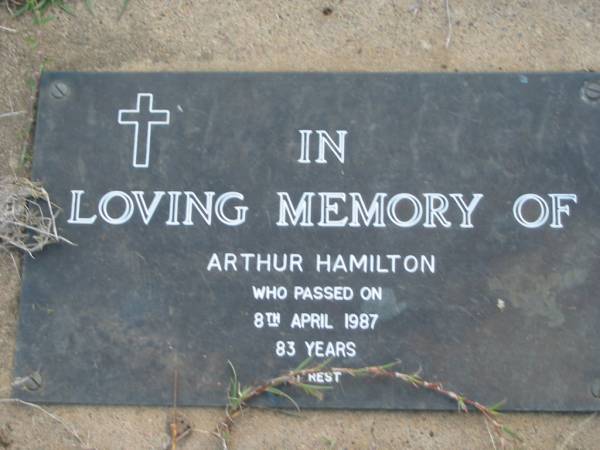 Arthur HAMILTON  | 8 Apr 1987 aged 83  | Toogoolawah Cemetery, Esk shire  | 
