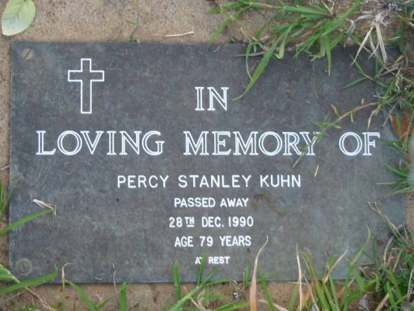 Percy Stanley KUHN  | 28 Dec 1990 aged 79  | Toogoolawah Cemetery, Esk shire  | 