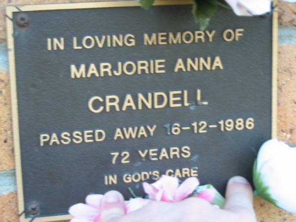Marjorie Anna CRANDELL  | 16 Dec 1986 aged 72  | Toogoolawah Cemetery, Esk shire  | 