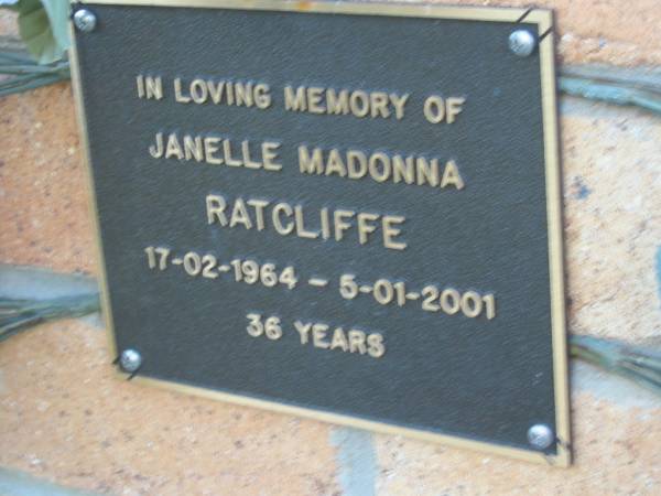 Janelle Madonna RATCLIFFE  | b: 17 Feb 1964, d: 5 Jan 2001, aged 36  | Toogoolawah Cemetery, Esk shire  | 