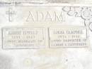 Albert Edward ADAM, 1893 - 1967, husband of Catherine; Lorna Campbell ADAM, 1924 - 1944, daughter of Albert & Catherine; Upper Caboolture Uniting (Methodist) cemetery, Caboolture Shire 